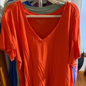 Ava & Viv Vibrant Orange V-Neck Tee
